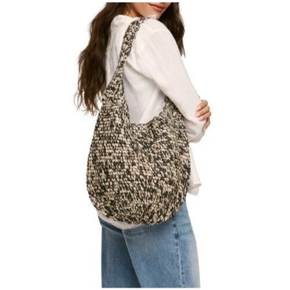 Banana Republic Women's Raffia Tote Bag Black & White NWT